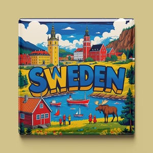 Schweden Magnet | 5 Designs zur Auswahl | Handgemachtes Souvenir | Stockholm, Elch, Midsommar & Natur | Geschenk für Skandinavien-Fans
