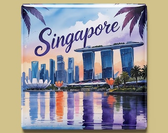 Singapore Magnet | 4 designs to choose from | Handmade souvenir | Skyline, Merlion, Supertrees, culture | Gift for Asia fans