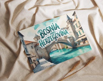 Postcard Bosnia | Sarajevo & Mostar souvenir | Balkan travel souvenir | Gift idea for travelers | Stari Most postcard