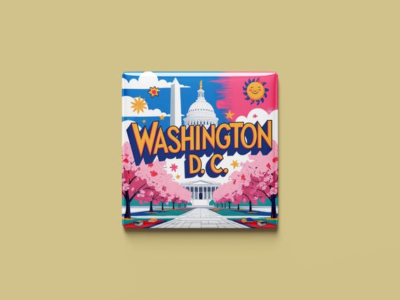 Washington D.C. Magnet | 5 Designs zur Auswahl | Handgemachtes Souvenir | Capitol, Weißes Haus, USA Geschenkidee
