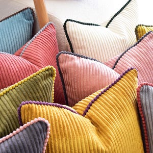 Pillow with Piping, Corduroy Throw Pillow Cover, Luxury Corduroy Cushion Cover, Designer Corduroy Pillow Cover, Mother's Day Gift for Her