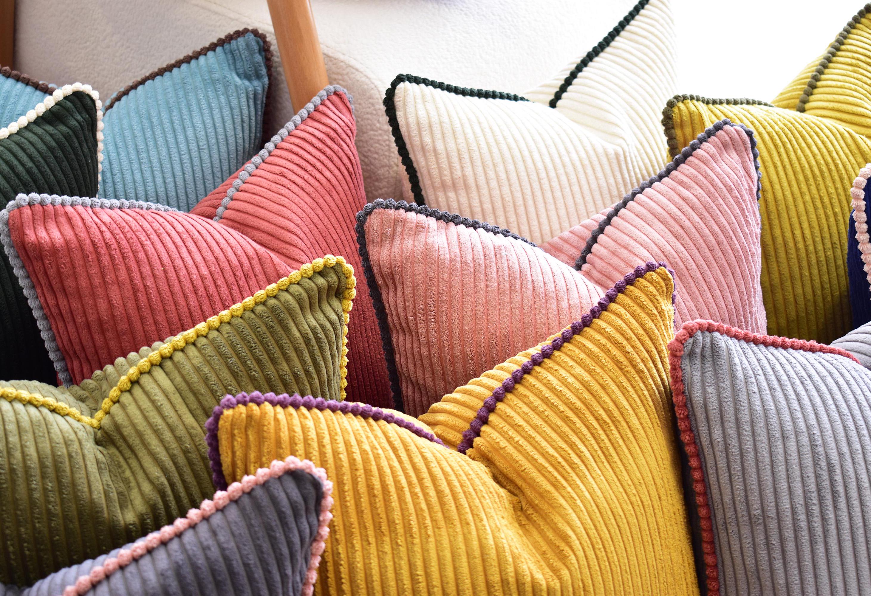 Handmade Corduroy Pillow Cover with Piping: Luxury Throw Cushion