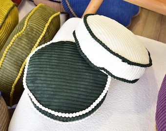 Custom Corduroy Round Pillow Cover with Piping - Any Size