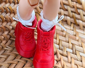 Red Platform Combat Boots for Fashion Dolls – MH & RH Compatible – 3D Printed TPU
