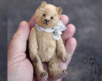 Meeka, Miniature One of a Kind Viscose Artist Teddy Bear Art Doll by Aerlinn Bears