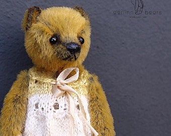 Golden Brown Miniature Mini Artist Teddy Bear Girl Art Doll by Aerlinn Bears