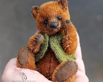 Miniature Mohair Artist Teddy Bear One Of A Kind Art Doll from Aerlinn Bears