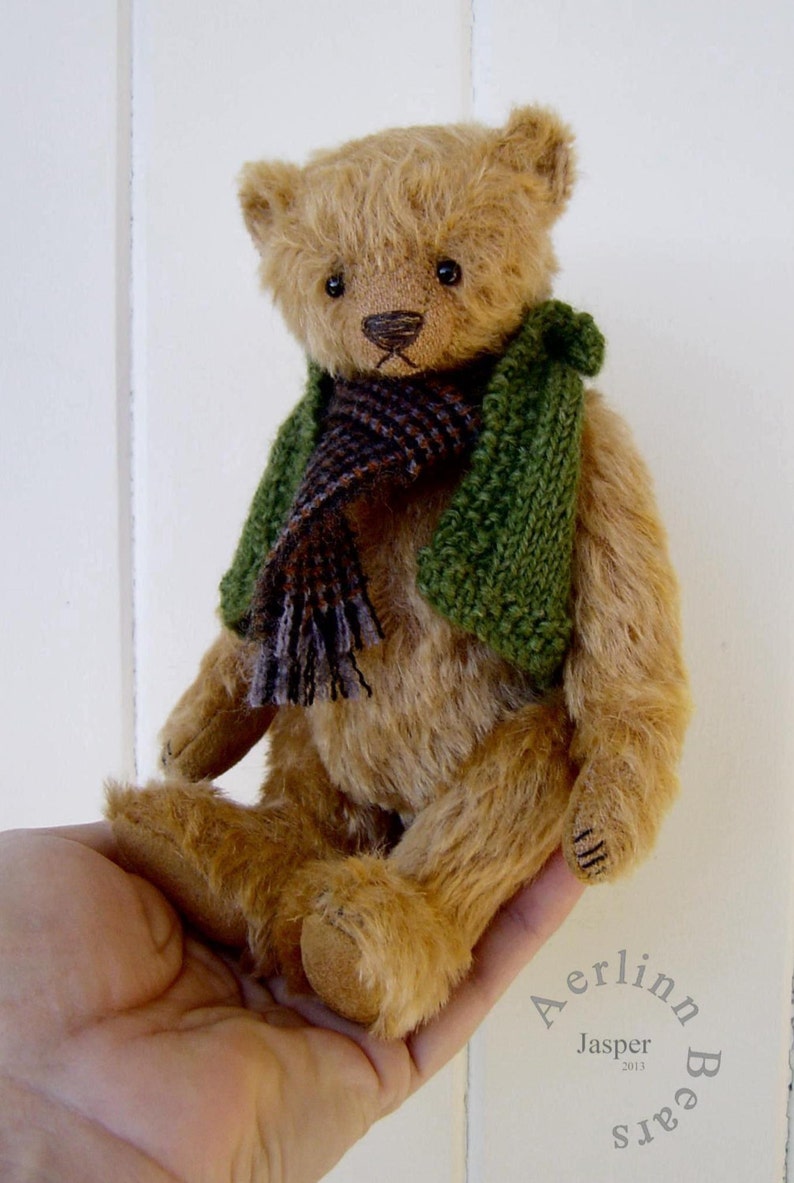 Jasper PDF Pattern 7 Teddy Bear including knitted vest instructions from Aerlinn Bears