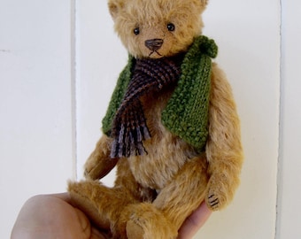 Jasper PDF Pattern 7" Teddy Bear including knitted vest instructions from Aerlinn Bears