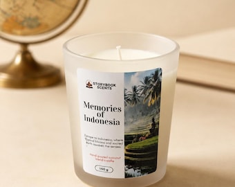 Indonesia Island Candle | Plumeria Coconut Patchouli Coconut Wax Candle | Travel Inspired Tropical Scent