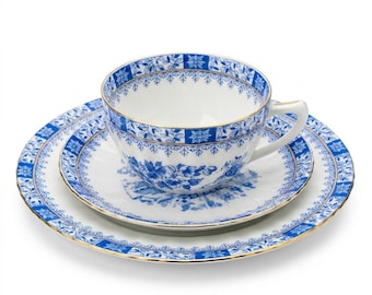 Seltmann Weiden China Blue Individual Pieces – Cup, Saucer or Cake Plate – Vintage Porcelain with Gold Rim