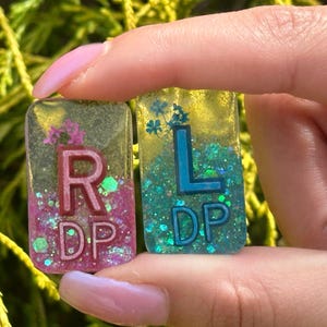 Flower X-ray Markers, Colored Letters Rectangle X ray Markers, Floral Sparkly Personalized Rad Tech Glitter X-ray Markers with Initials