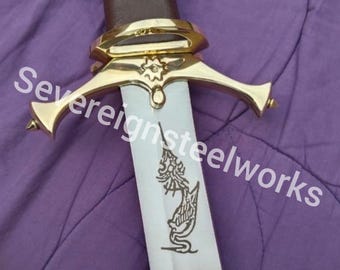 Engraved Wheel of Time Sword – Personalized Viking Medieval Heron Mark Blade