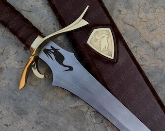 45インチ ホイール・オブ・タイム ヘロンソード レプリカ – ハンドメイド ファンタジーロングソード、レザーハンドル