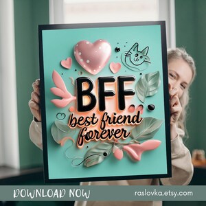 Bester Freund für immer Aufkleber - Niedliche Freundschafts Sticker für Journaling, Scrapbooking, Geschenke, Telefon Dekor - digitaler Download