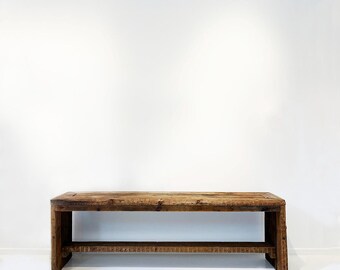 Monumental Reclaimed Wood Console Table, Rustic Minimalist Form, 88”