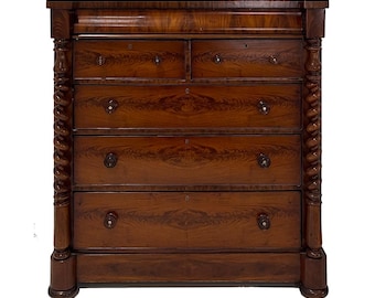 Mid 19th Century Mahagoni Kommode | Antike viktorianische Kommode mit gedrehten Säulen