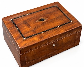 Vintage Inlaid Wooden Keepsake Box – Figured Wood Decorative Storage Chest