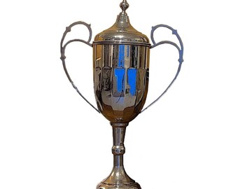 Vintage Silver Plate Trophy Urn, Engraved Cricket Trophy British Navy Karachi 1984