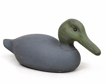 Rustic Wooden Duck Decoy, Primitive Folk Art, Painted Duck Sculpture, Vintage Country Decor