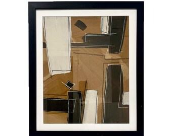 Untitled #26, Framed Abstract Mixed Media, Neutral Minimalist Wall Art