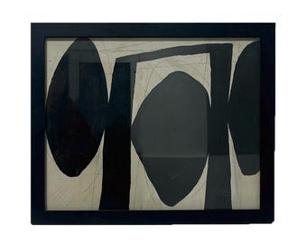 Framed Abstract Mixed Media, Neutral Minimalist Wall Art