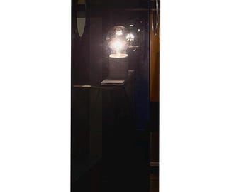 Vintage Smoked Acrylic Table Lamp, Lucite Block Lamp, Modern Minimalist Lighting