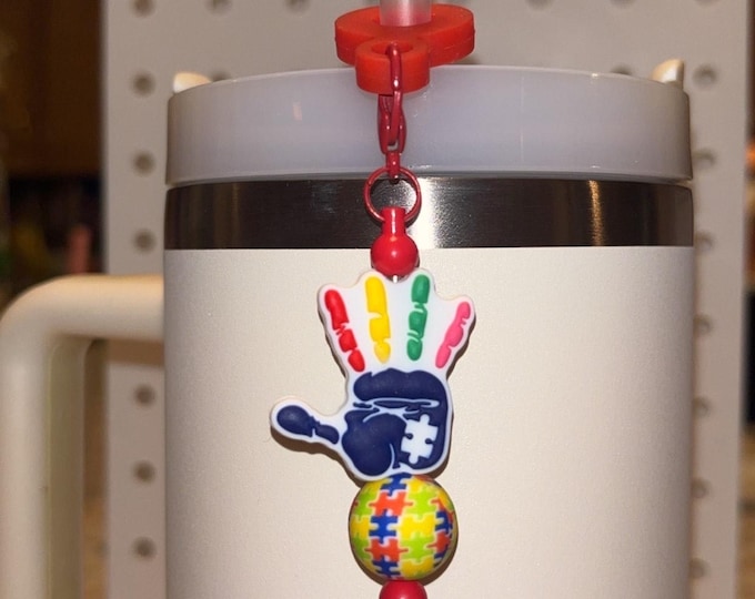 Autism Awareness Straw Charm