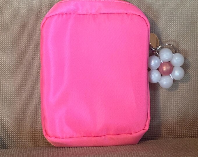 Pink Mini Pouch with Flower Keychain