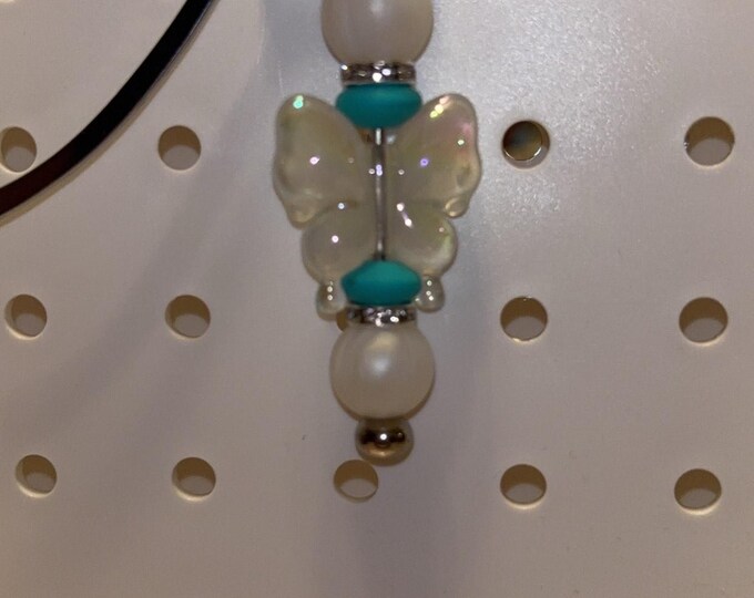 White Butterfly with Teal Bookmark