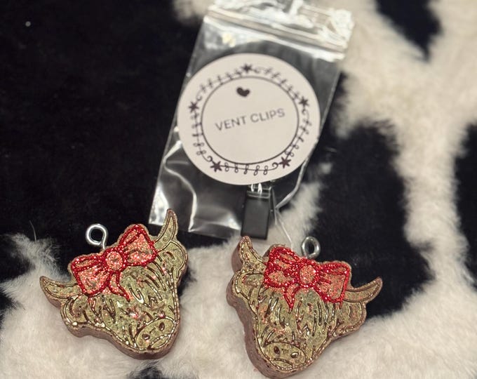 Cow with Red Bows Vent Clips