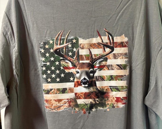 Deer Flag Adult T-Shirt (Size 2X)