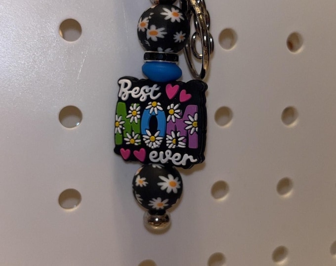 Blue Best Mom Ever Bar Keychain