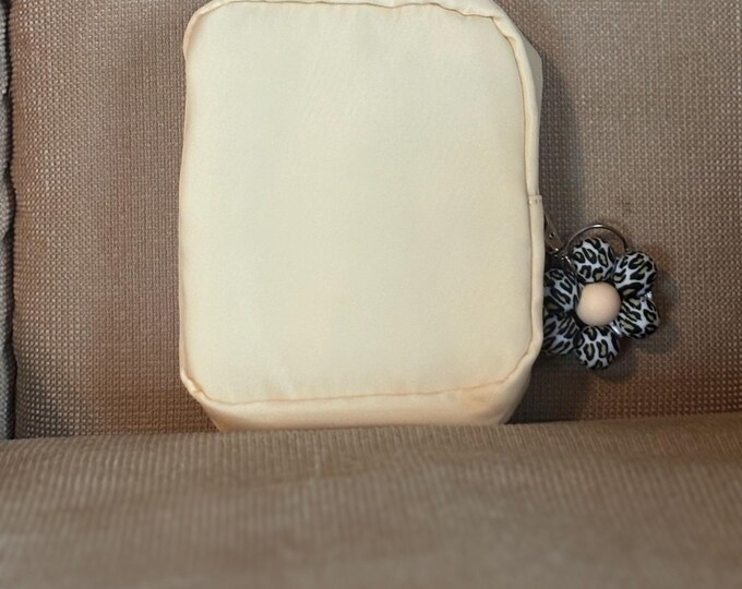 Ivory Mini Pouch with Flower Keychain