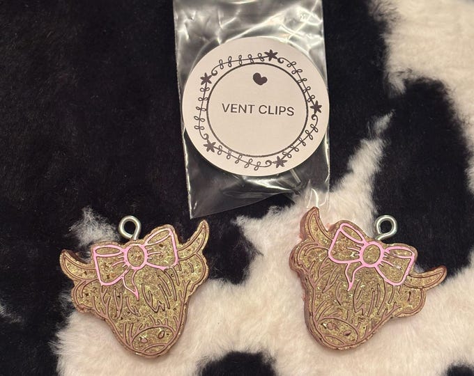 Cow with Pink Bows Vent Clips