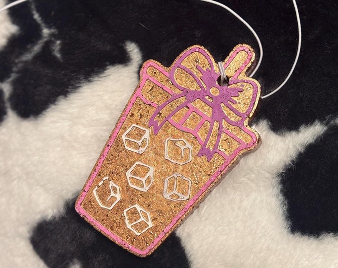 Coffee with Purple Bow Car Freshie