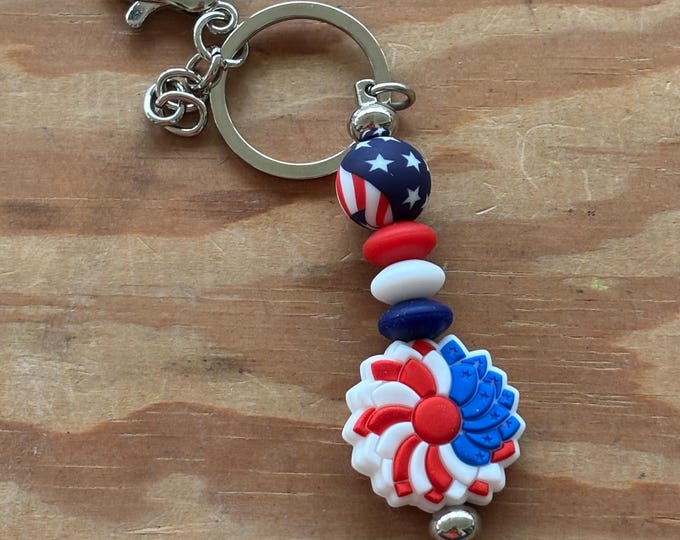 Patriotic Flower Bar Keychain