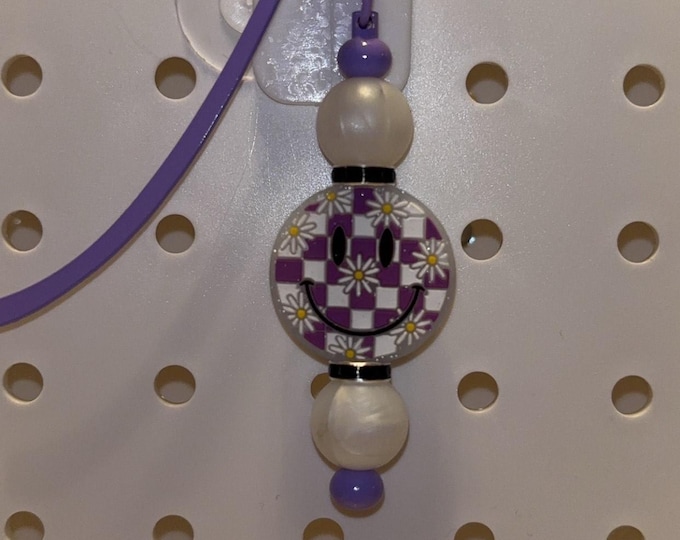 Purple Checkered Smiley Bookmark