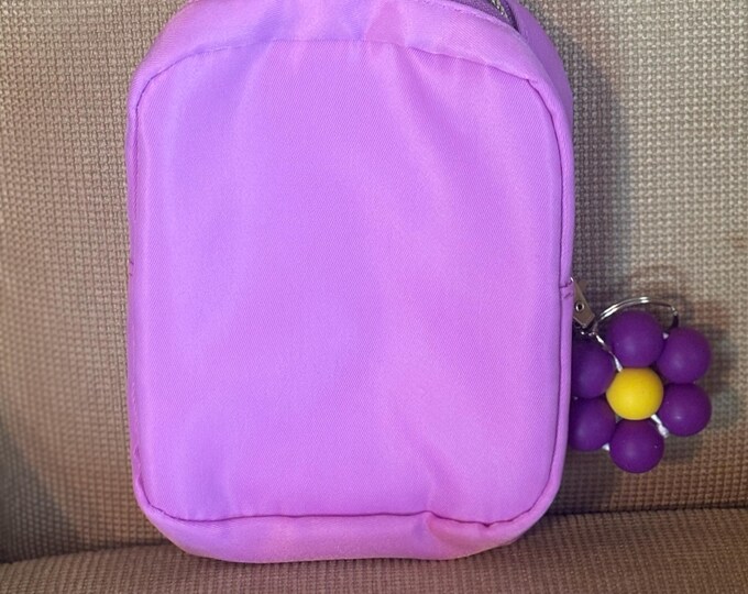 Purple Mini Pouch with Flower Keychain