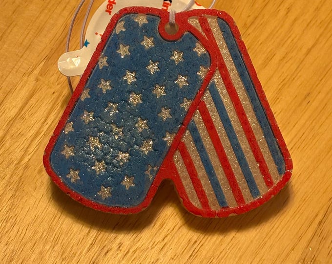 Red White & Blue Dog Tag Auto Freshie