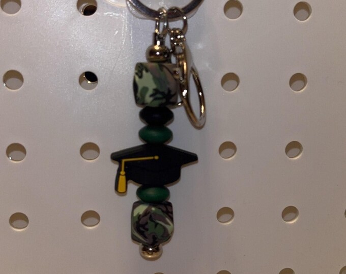 Camo Grad Cap Bar Keychain