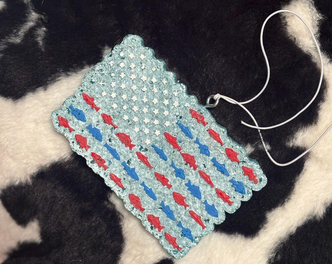 Blue Fish Flag Car Freshie
