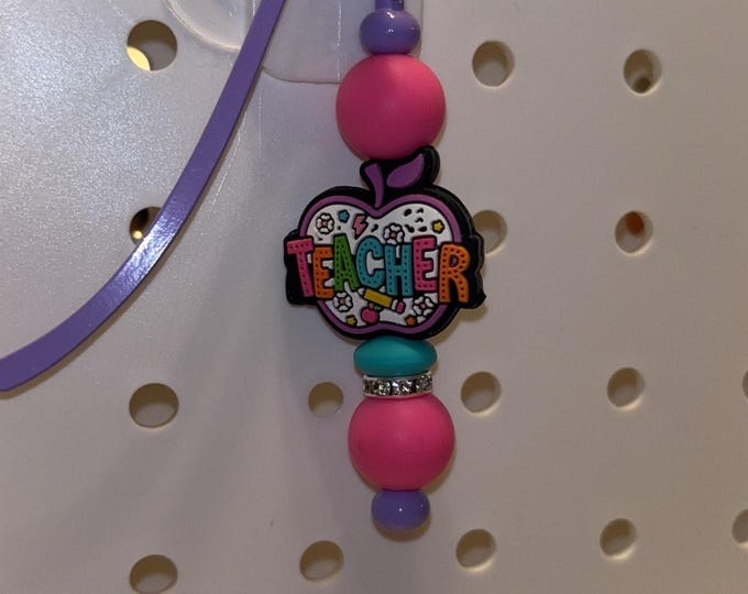 Purple Bright Teacher Apple Bookmark