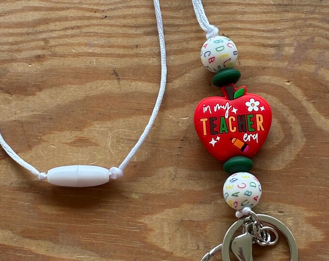 Red Teacher Apple Lanyard