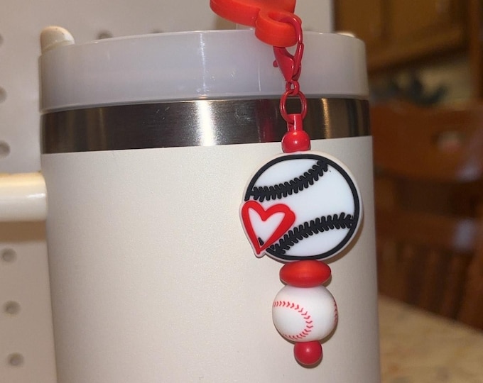 Baseball Straw Charm