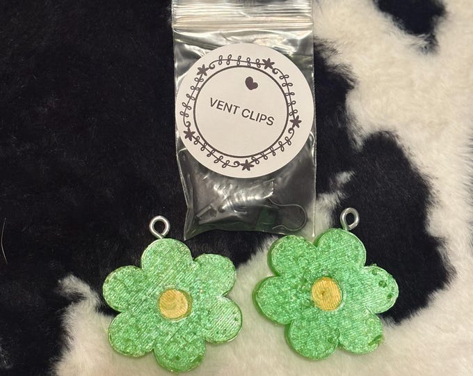 Green Flower Vent Clips