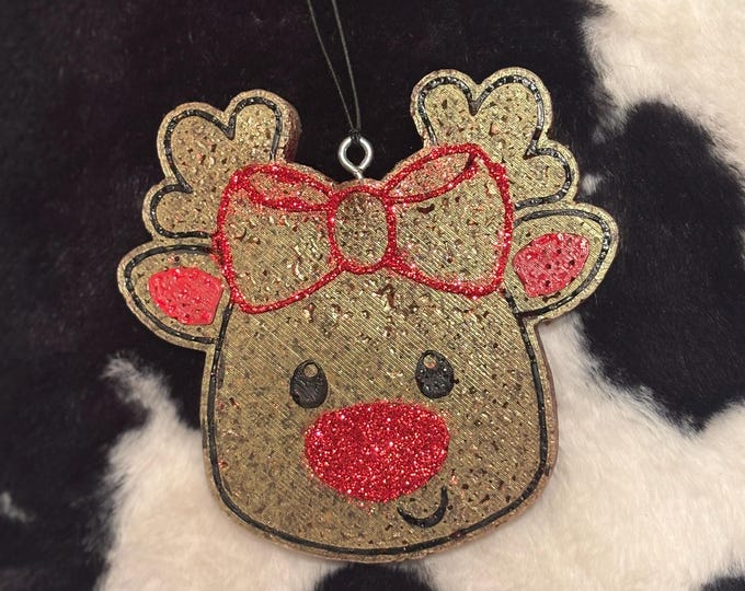 Reindeer with Red Bow Car Freshie