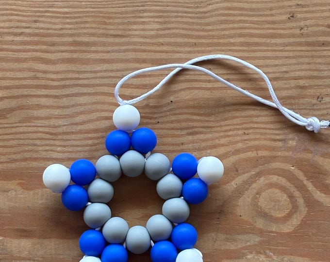 Gray, Blue and White Star Ornament