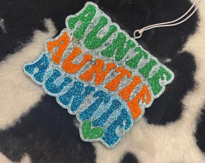 Blue, Green and Orange Auntie Car Freshie