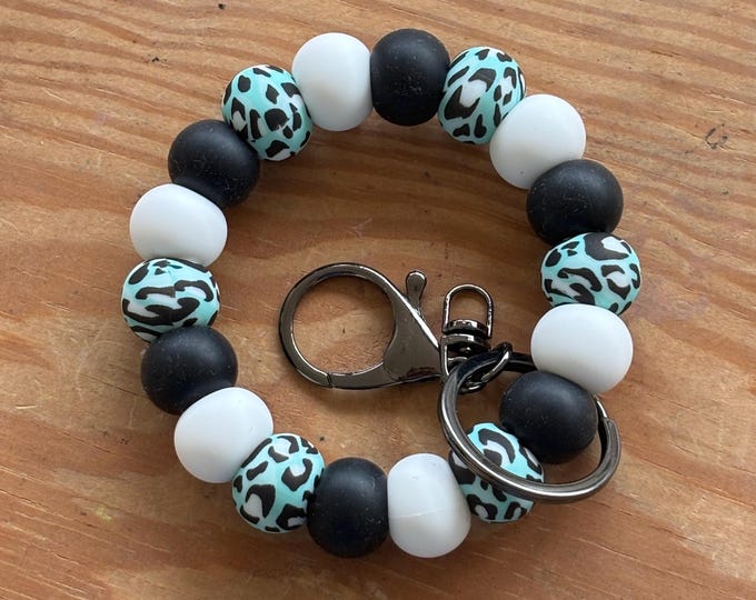 Aqua Leopard Regular Wristlet